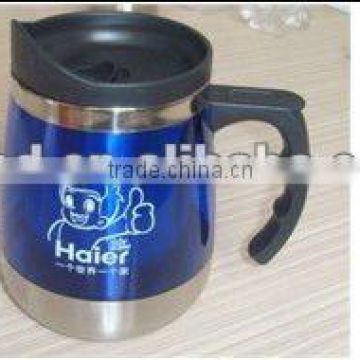stainless steel office mug with handle