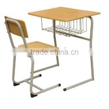 Competitive Factory Price school desk with attached chair for children use