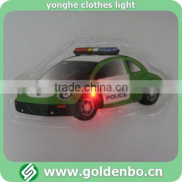 Flashing LED light with PVC patch car pattern for clothes decoration