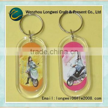 motorcycle beauty photo insert keychain display rack/shopping cart coin keychain