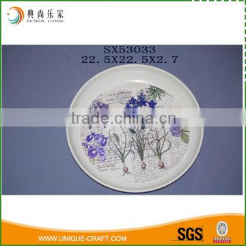 Wholesale Round Hyacinth Decoupage Metal Plate For Decoration