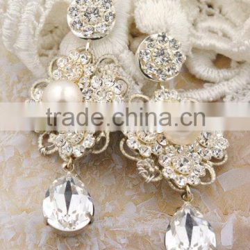 Crystal and pearl drop bridal earrings