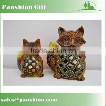 Festival harvest ceramic fox decoration with tealight