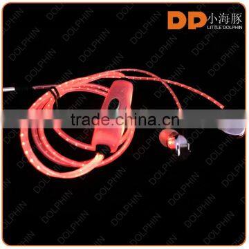 china supplier bright sport earbuds super stereo headphone with microphone glowing LED earphone