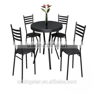 Restaurant Furniture Dinner Table with 4 Chairs Metal Dining Set