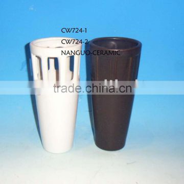 ceramic black vase indoor vase round vase white pot