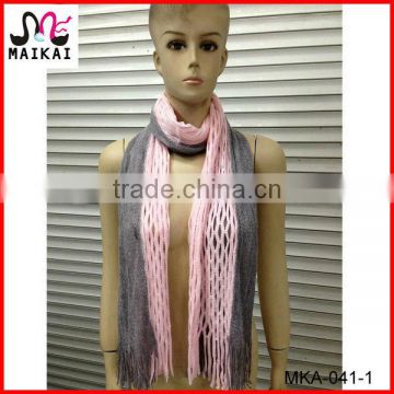 Two tone 100% acrylic knitting free pattern scarf and snood
