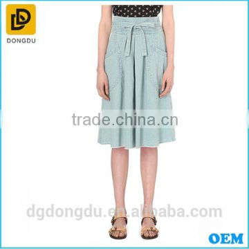 2016 OEM Design Cotton / Polyester Lady Denim A-line Skirt