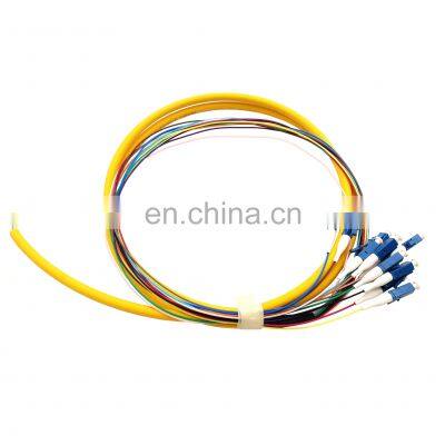 Unionfiber OEM/ODM 12 Core color LC UPC Single Mode G652D G657A 0.9mm Fiber Optic Bundle Pigtail