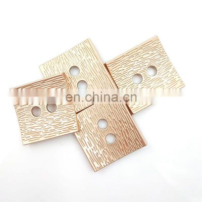 High Quality Lady Coat Shirt Dress Gold Zinc Alloy Square Metal 2 Hole Button For Clothing