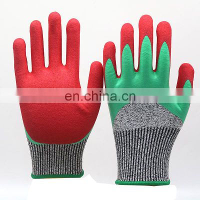 Waterproof Level 5 HPPE Rubber Safety Anti Cut Proof Construction Industrial Double Nitrile Coated Protective Gloves