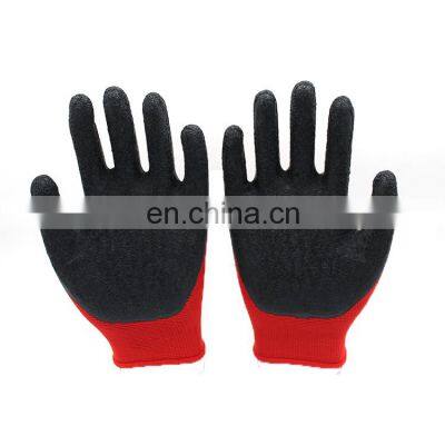 Latex Coated Industrial Gloves Hand Gloves Crinkle Latex Black
