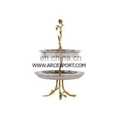 gold leaf & branches design cake stand