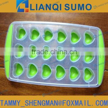 LFGB/FDA Food Grade plastic ice cube tray mould with double color heart shape