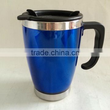 high quality double wall office mug with lid and handle