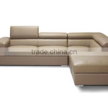 2013 Latest Modern Design Genuine Leather Corner L Shaped Sofa with Magazine rack, Storage ottoman contemporary sofa 9123-31