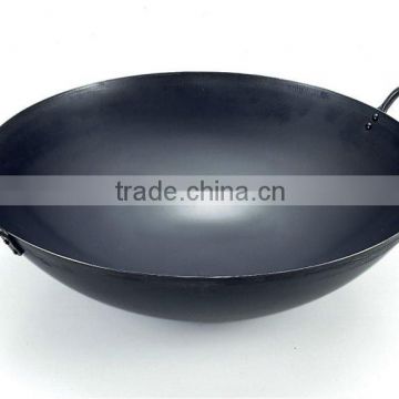Strong in high-fired iron wok pan 45cm (17.71in) handle with both hands for kitchen