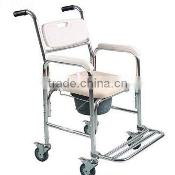 Aluminum Folding Toliet Bathroom Wheelchair With Wheels Commode Chair