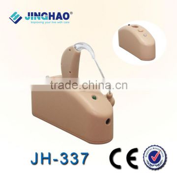 Travel rechargeable bte hearing aid portable sound amplifier with charger and battery