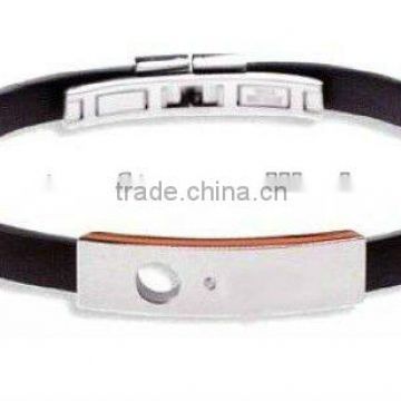 C021 fashion stainless steel PU leather bracelets