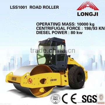 Mechanical single drum vibratory roller LSS1001 10ton road roller (Operating mass:10000kg, Centrifugal force:198/93kn)
