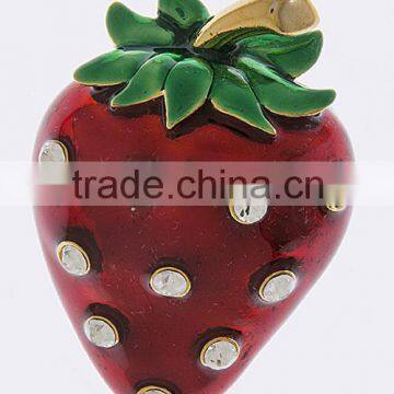 CRYSTAL STUD STRAWBERRY ORNATE BROOCH