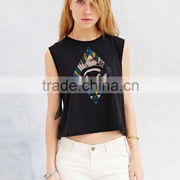Custom printing top sleeveless printing crop top for women