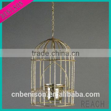 fashion gold home decorative hanging metal birdcage candle holder BS568-10