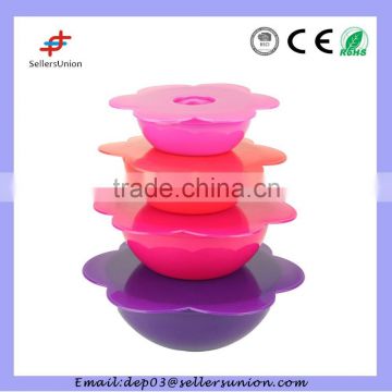 4 pcs flower shaped plastic bowl set
