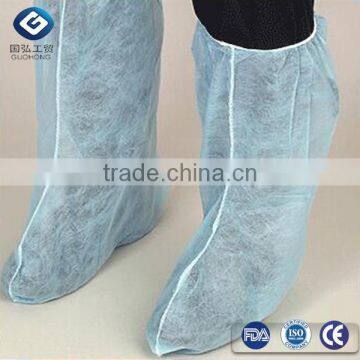 Factory Disposable Plastic Nonwoven White Boot Cover with Elastic at Ankle and Opening