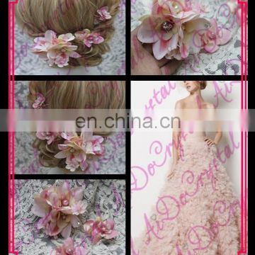 Aidocrystal latest Italian designs elegance goddess pink hair flower accessories
