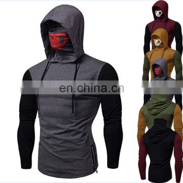 New Unique Funny Turtleneck-Mask Skull Hooded Custom Logo Brand Tags Pullover Solid Sweatshirt Blouse Tops Men's Hoodie
