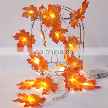 30Leds/3Meters Maple Leaf Battery  Operated Warm White Copper Wire Led String Lights