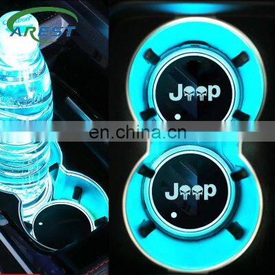 2Pcs LED car accessories atmosphere water coaster light For JEEP Grand Cherokee Commander Renegade Wrangler Compass Patriot