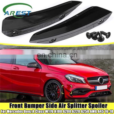 Front Bumper Glossy Painted Side Air Splitter Spoiler For Mercedes for Benz A Class W176 A180 A200 A220 A250 for AMG A45 16-18