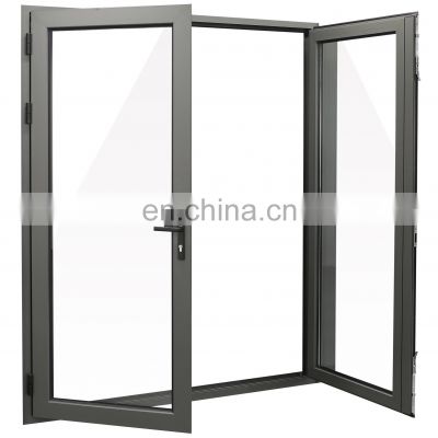 elegant soundproof glass design security external lock french slim double leaf casement door