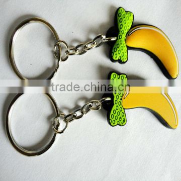 3D banana PVC rubber keychain, free custom made logo