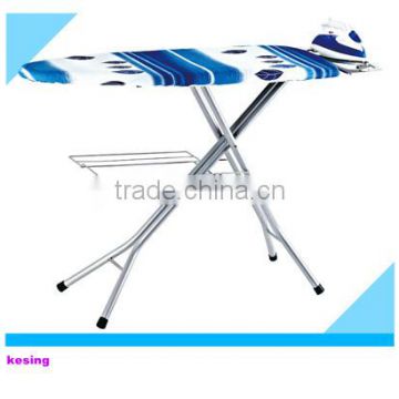 Folding ironing board with clothes rack