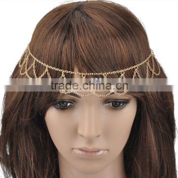 Women Fashion Metal Rhinestone Head Chain Jewelry Headband Head Piece Hair bandForehead Hair Head Band H068