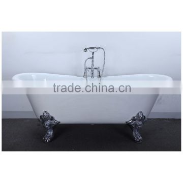 vintage bath and tub with big clawfoot made from cast iron