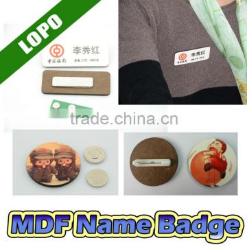 Dye sublimation blanks MDF name badge with magnent/with pin