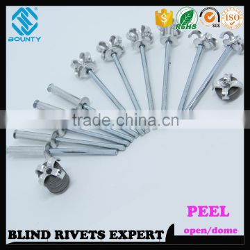 HIGH QUALITY OPEN END MANUFACTURER PROTRUDING CROWN HEAD ALU/ST PEEL TYPE RIVETS