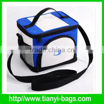 2014 blue and white color cooler bag insulated