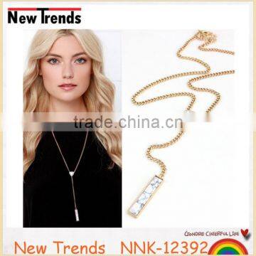 New arrival gold long chain necklace with turquoise pendant