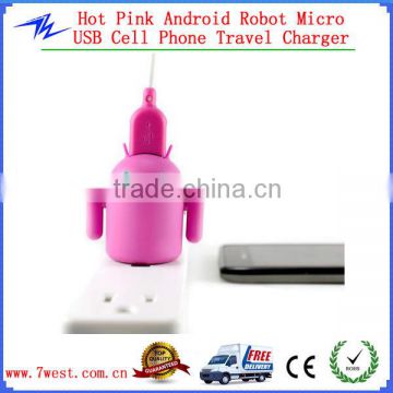 5V 1A Cute Android Robot Shaped USB Travel Charger for iphone 5 Wall Charger