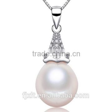 10-11mm silver plated platinum AAAA grade pearl drop-shaped pendant necklace