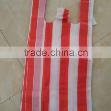HDPE red+white striped bags thickness 30mic