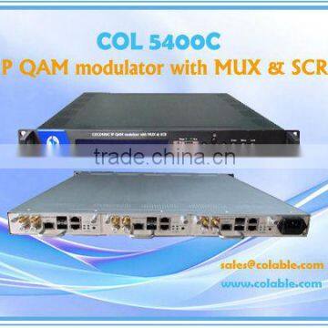 High integrated device,8 multiplexer(256 ip channels),8 scrambler,8 QAM (DVB-C) modulator all in one device COL5400C