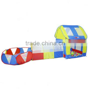 Colorful Children's Playhouse with Tunnel And Ball Pool for Indoor/Outdoor with Stakes - Easy Popup Play Tent Design