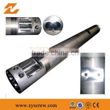 Durable bimetallic twin double screw and barrel/conical twin screw barrel